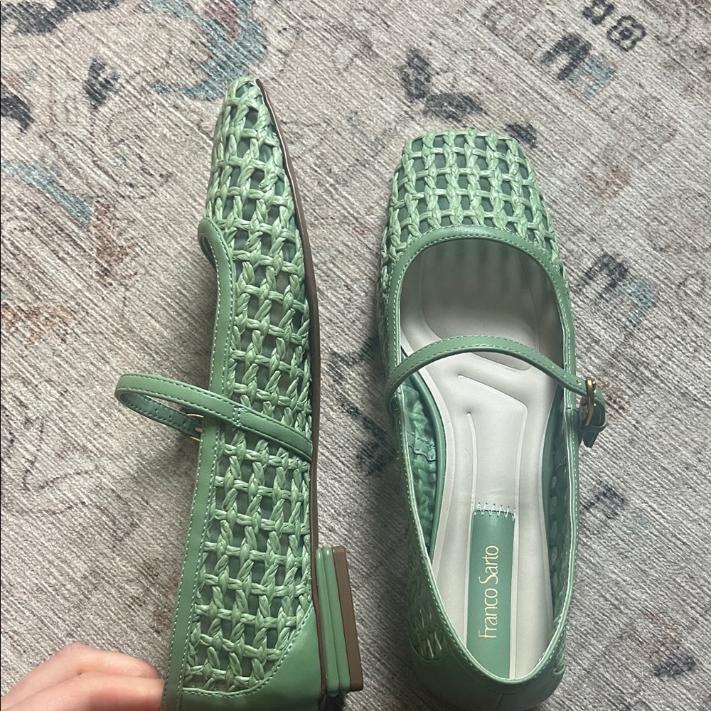 Franco Sarto Green Woven Mary Jane Flats - Picture 9 of 10